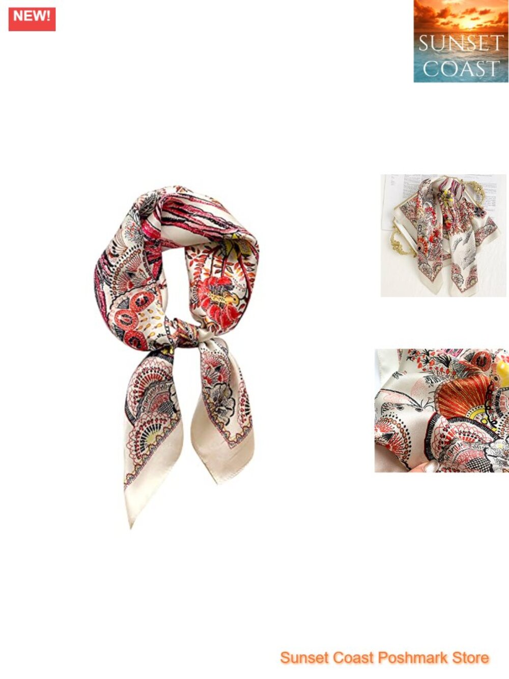 100% Pure Mulberry Silk Scarf 26" Square Head Neck Scarf Gift Boxed